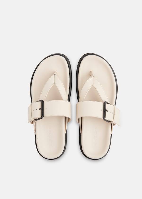 White Sutton Toe Post Buckle Sandal